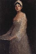 Nicolae Grigorescu Woman with Plate oil painting on canvas